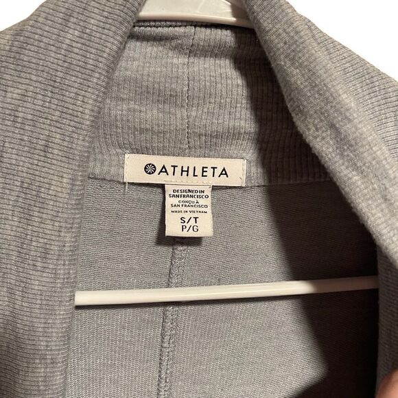 ATHLETA- Pranayama Wrap Cardigan Heather Blue Thumbholes Long Sleeved Small TALL - Picture 3 of 14
